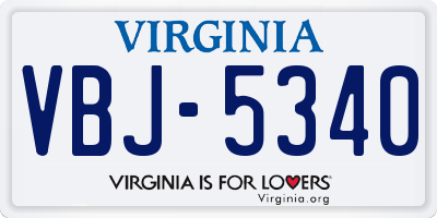 VA license plate VBJ5340