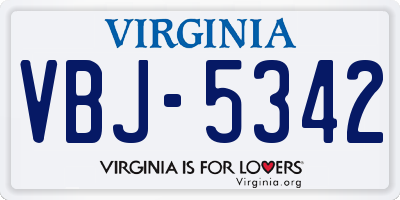 VA license plate VBJ5342