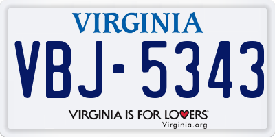 VA license plate VBJ5343