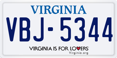 VA license plate VBJ5344