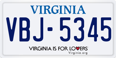 VA license plate VBJ5345