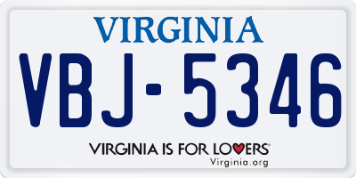 VA license plate VBJ5346