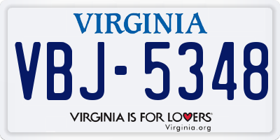 VA license plate VBJ5348