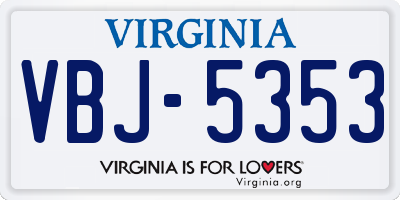 VA license plate VBJ5353