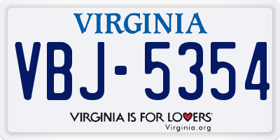 VA license plate VBJ5354
