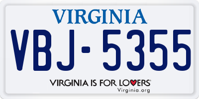VA license plate VBJ5355