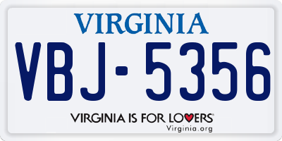 VA license plate VBJ5356