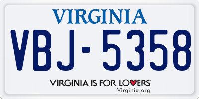 VA license plate VBJ5358