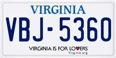 VA license plate VBJ5360