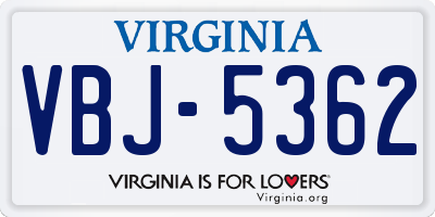 VA license plate VBJ5362
