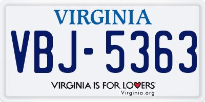 VA license plate VBJ5363