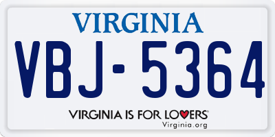 VA license plate VBJ5364