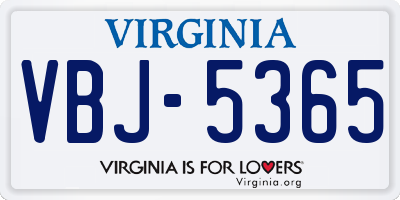 VA license plate VBJ5365