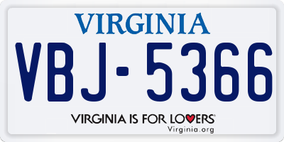 VA license plate VBJ5366