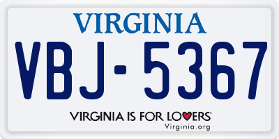 VA license plate VBJ5367