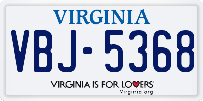 VA license plate VBJ5368