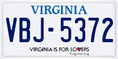 VA license plate VBJ5372