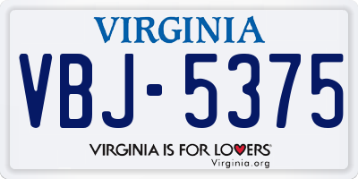 VA license plate VBJ5375