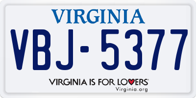 VA license plate VBJ5377