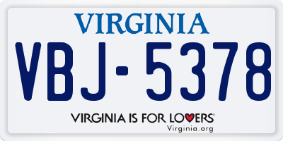 VA license plate VBJ5378