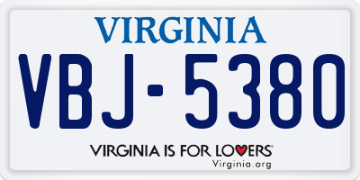 VA license plate VBJ5380
