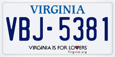 VA license plate VBJ5381