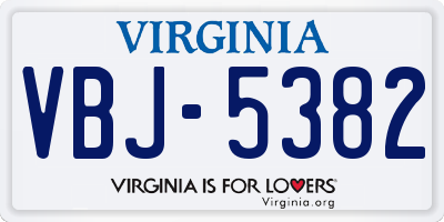 VA license plate VBJ5382