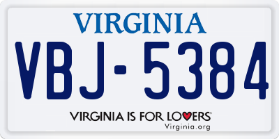 VA license plate VBJ5384