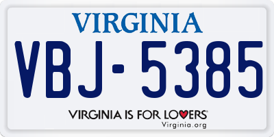 VA license plate VBJ5385