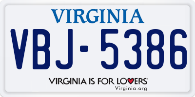 VA license plate VBJ5386