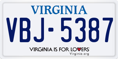 VA license plate VBJ5387