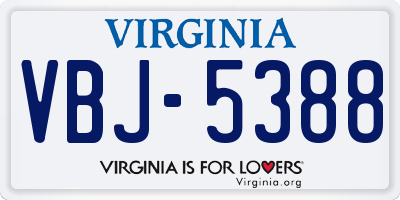 VA license plate VBJ5388