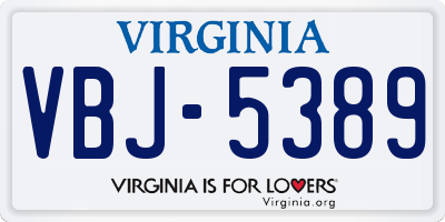 VA license plate VBJ5389