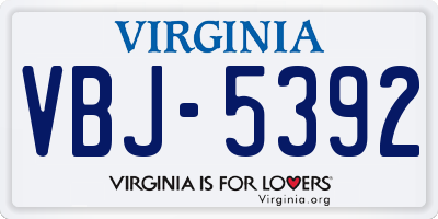 VA license plate VBJ5392