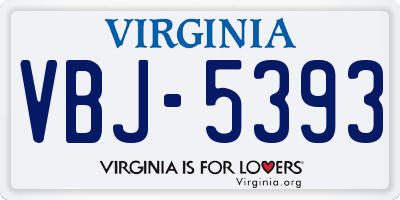 VA license plate VBJ5393