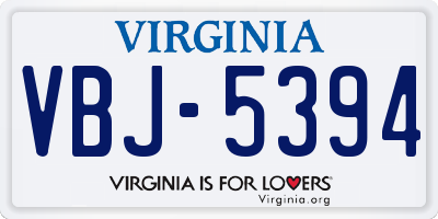 VA license plate VBJ5394