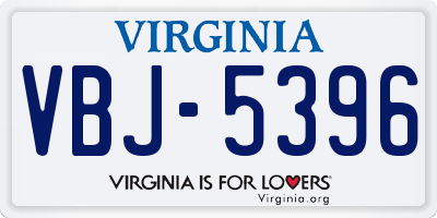 VA license plate VBJ5396