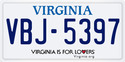 VA license plate VBJ5397