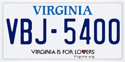 VA license plate VBJ5400