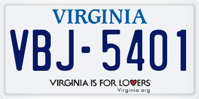 VA license plate VBJ5401