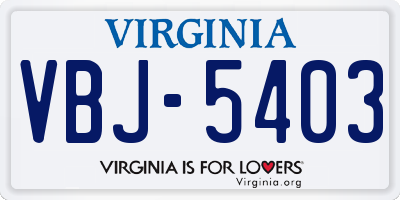 VA license plate VBJ5403