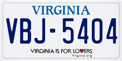 VA license plate VBJ5404