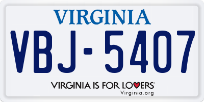 VA license plate VBJ5407