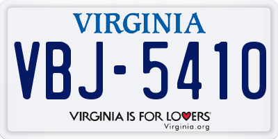 VA license plate VBJ5410