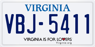 VA license plate VBJ5411