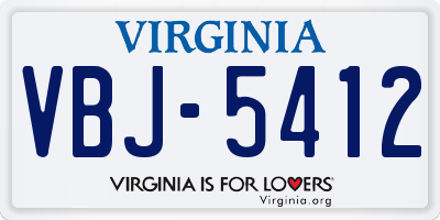 VA license plate VBJ5412