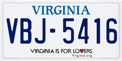 VA license plate VBJ5416