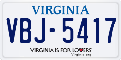 VA license plate VBJ5417