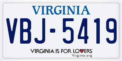 VA license plate VBJ5419
