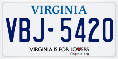 VA license plate VBJ5420